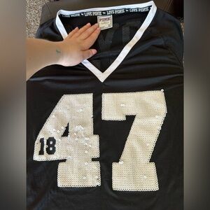 PINK Victoria's Secret Black and White Sequin Jersey Iowa Hawkeyes